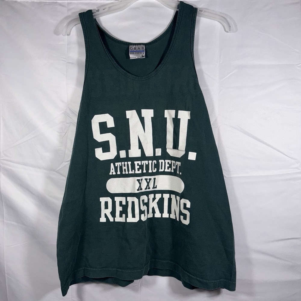 Washington Snu Redskins Vintage Gear For Sport Green Tank Top Logo T-Shirt Sz L